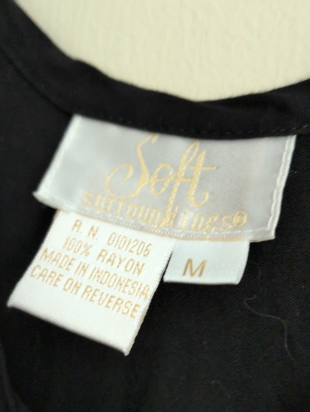 Soft Surroundings Black Embroidered Rayon Midi Dress Size Medium Boho Tie Back - Picture 4 of 5